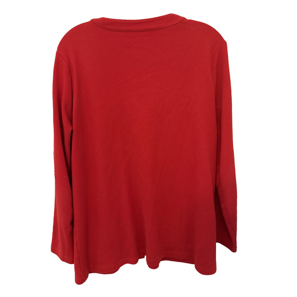 Appleseed's Cardigan Sweater Womens Medium Red V Neck Button Front Pockets Knit - Picture 2 of 7